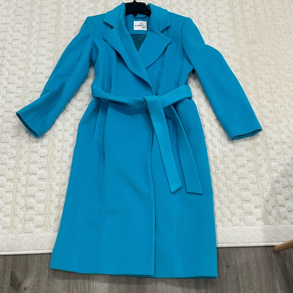 Worn 1x - Wool Blend Coat with Tie - Teal